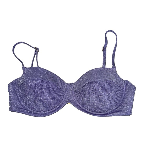 L* Space Marley Amethyst Purple Silver Underwired Swim Bikini Top Size L - Picture 3 of 7
